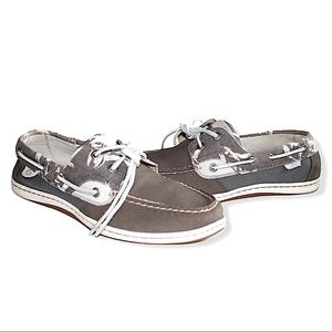 Sperry Topsider Leather Camo Canvas Boat Shoes 9.5